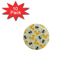 Bees Pattern Honey Bee Bug Honeycomb Honey Beehive 1  Mini Magnet (10 Pack)  by Bedest