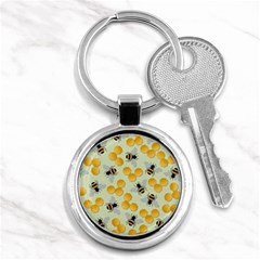 Bees Pattern Honey Bee Bug Honeycomb Honey Beehive Key Chain (round) by Bedest