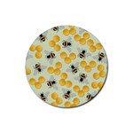 Bees Pattern Honey Bee Bug Honeycomb Honey Beehive Rubber Round Coaster (4 pack) Front