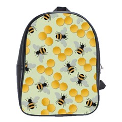 Bees Pattern Honey Bee Bug Honeycomb Honey Beehive School Bag (large) by Bedest