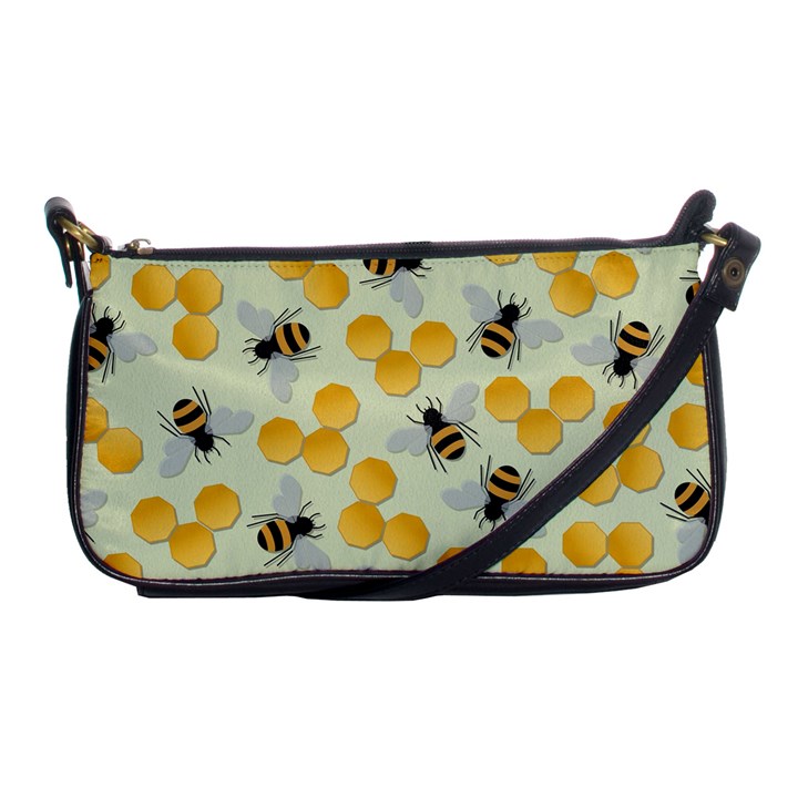 Bees Pattern Honey Bee Bug Honeycomb Honey Beehive Shoulder Clutch Bag