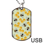 Bees Pattern Honey Bee Bug Honeycomb Honey Beehive Dog Tag USB Flash (Two Sides) Front