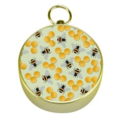 Bees Pattern Honey Bee Bug Honeycomb Honey Beehive Gold Compasses by Bedest