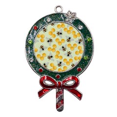 Bees Pattern Honey Bee Bug Honeycomb Honey Beehive Metal X mas Lollipop With Crystal Ornament