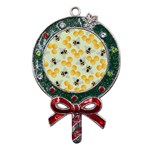 Bees Pattern Honey Bee Bug Honeycomb Honey Beehive Metal X Mas Lollipop with Crystal Ornament Front