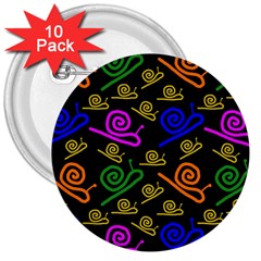 Pattern Repetition Snail Blue 3  Buttons (10 Pack)  by Maspions