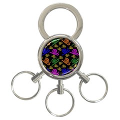 Pattern Repetition Snail Blue 3-ring Key Chain