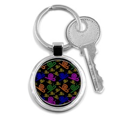 Pattern Repetition Snail Blue Key Chain (round)