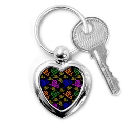 Pattern Repetition Snail Blue Key Chain (heart)