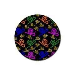 Pattern Repetition Snail Blue Rubber Coaster (round)