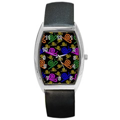 Pattern Repetition Snail Blue Barrel Style Metal Watch by Maspions