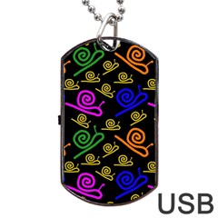 Pattern Repetition Snail Blue Dog Tag Usb Flash (one Side)