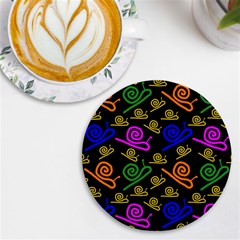 Pattern Repetition Snail Blue Uv Print Round Tile Coaster