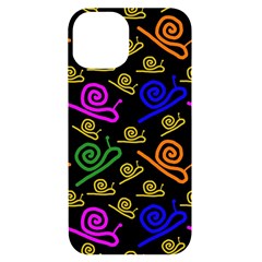 Pattern Repetition Snail Blue Iphone 14 Black Uv Print Case by Maspions