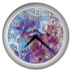 Blend Marbling Wall Clock (silver) by kaleidomarblingart