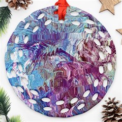 Blend Marbling Round Filigree Ornament (two Sides) by kaleidomarblingart