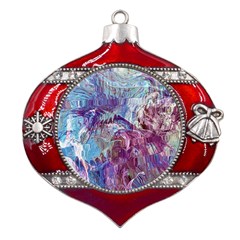 Blend Marbling Metal Snowflake And Bell Red Ornament by kaleidomarblingart