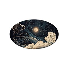 Starry Sky Moon Space Cosmic Galaxy Nature Art Clouds Art Nouveau Abstract Sticker (oval) by Posterlux