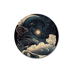 Starry Sky Moon Space Cosmic Galaxy Nature Art Clouds Art Nouveau Abstract Magnet 3  (round)