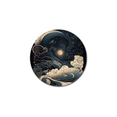 Starry Sky Moon Space Cosmic Galaxy Nature Art Clouds Art Nouveau Abstract Golf Ball Marker (10 Pack) by Posterlux