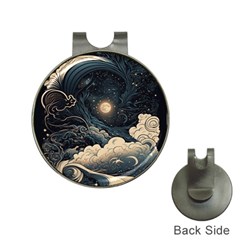 Starry Sky Moon Space Cosmic Galaxy Nature Art Clouds Art Nouveau Abstract Hat Clips With Golf Markers by Posterlux