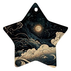 Starry Sky Moon Space Cosmic Galaxy Nature Art Clouds Art Nouveau Abstract Star Ornament (two Sides)