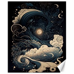 Starry Sky Moon Space Cosmic Galaxy Nature Art Clouds Art Nouveau Abstract Canvas 16  X 20 