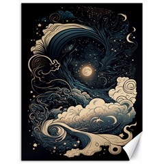 Starry Sky Moon Space Cosmic Galaxy Nature Art Clouds Art Nouveau Abstract Canvas 18  X 24 