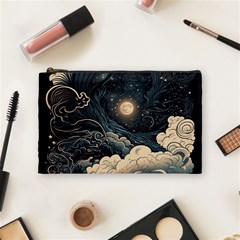 Starry Sky Moon Space Cosmic Galaxy Nature Art Clouds Art Nouveau Abstract Cosmetic Bag (medium) by Posterlux