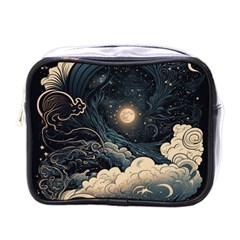 Starry Sky Moon Space Cosmic Galaxy Nature Art Clouds Art Nouveau Abstract Mini Toiletries Bag (one Side) by Posterlux