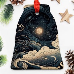 Starry Sky Moon Space Cosmic Galaxy Nature Art Clouds Art Nouveau Abstract Ornament (bell)