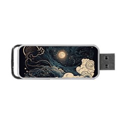 Starry Sky Moon Space Cosmic Galaxy Nature Art Clouds Art Nouveau Abstract Portable Usb Flash (one Side) by Posterlux