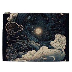 Starry Sky Moon Space Cosmic Galaxy Nature Art Clouds Art Nouveau Abstract Cosmetic Bag (xxl) by Posterlux