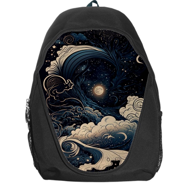 Starry Sky Moon Space Cosmic Galaxy Nature Art Clouds Art Nouveau Abstract Backpack Bag