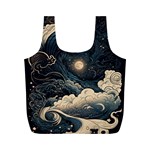 Starry Sky Moon Space Cosmic Galaxy Nature Art Clouds Art Nouveau Abstract Full Print Recycle Bag (M) Back