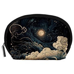 Starry Sky Moon Space Cosmic Galaxy Nature Art Clouds Art Nouveau Abstract Accessory Pouch (large) by Posterlux