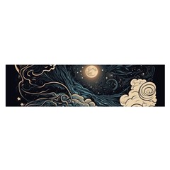 Starry Sky Moon Space Cosmic Galaxy Nature Art Clouds Art Nouveau Abstract Oblong Satin Scarf (16  X 60 )