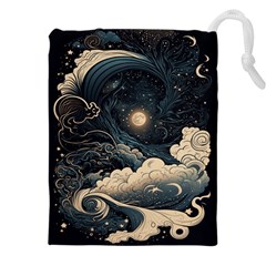 Starry Sky Moon Space Cosmic Galaxy Nature Art Clouds Art Nouveau Abstract Drawstring Pouch (4xl)