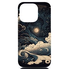 Starry Sky Moon Space Cosmic Galaxy Nature Art Clouds Art Nouveau Abstract Iphone 14 Pro Black Uv Print Case