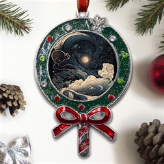 Starry Sky Moon Space Cosmic Galaxy Nature Art Clouds Art Nouveau Abstract Metal X mas Lollipop With Crystal Ornament by Posterlux