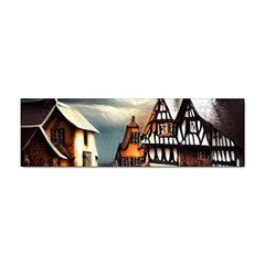 Village Reflections Snow Sky Dramatic Town House Cottages Pond Lake City Sticker (bumper) by Posterlux