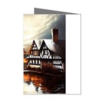 Village Reflections Snow Sky Dramatic Town House Cottages Pond Lake City Mini Greeting Cards (Pkg of 8) Left