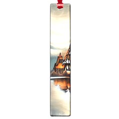 Village Reflections Snow Sky Dramatic Town House Cottages Pond Lake City Large Book Marks by Posterlux