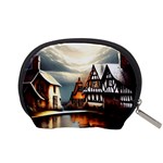 Village Reflections Snow Sky Dramatic Town House Cottages Pond Lake City Accessory Pouch (Small) Back