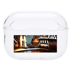 Village Reflections Snow Sky Dramatic Town House Cottages Pond Lake City Hard Pc Airpods Pro Case by Posterlux