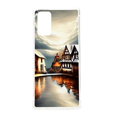 Village Reflections Snow Sky Dramatic Town House Cottages Pond Lake City Samsung Galaxy Note 20 Tpu Uv Case by Posterlux