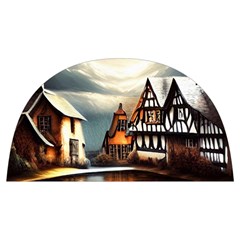 Village Reflections Snow Sky Dramatic Town House Cottages Pond Lake City Anti Scalding Pot Cap by Posterlux