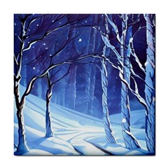 Landscape Outdoors Greeting Card Snow Forest Woods Nature Path Trail Santa s Village Tile Coaster by Posterlux