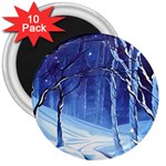 Landscape Outdoors Greeting Card Snow Forest Woods Nature Path Trail Santa s Village 3  Magnets (10 pack)  Front