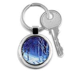 Landscape Outdoors Greeting Card Snow Forest Woods Nature Path Trail Santa s Village Key Chain (round) by Posterlux